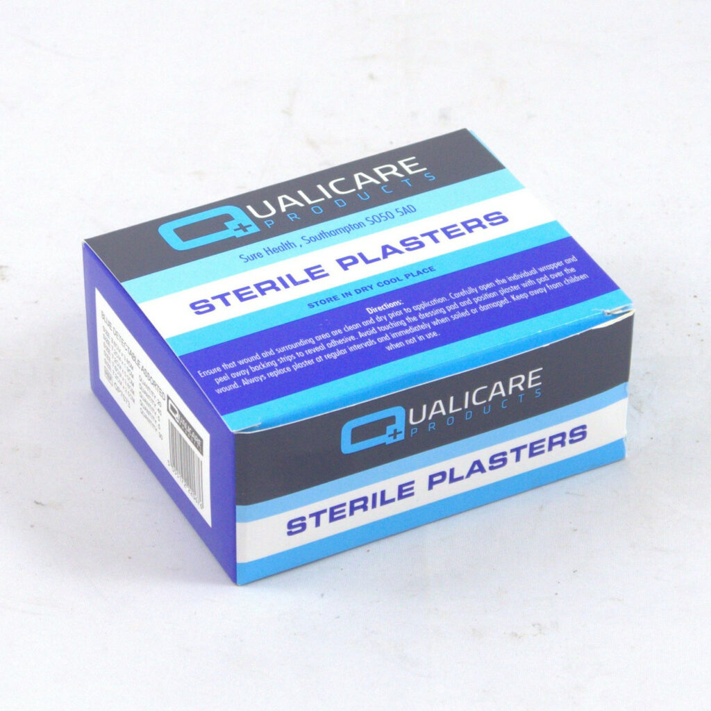 Qualicare Sterile Plasters - Blue Detectable Assorted - Box (100)